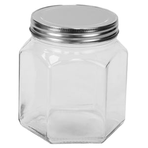 Home Basics  26 oz. Small Hexagon Glass Canister, Clear $2.00 EACH, CASE PACK OF 24