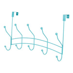 Load image into Gallery viewer, Home Basics Shelby 5 Hook Over the Door Hanging Rack, Turquoise $5.00 EACH, CASE PACK OF 12
