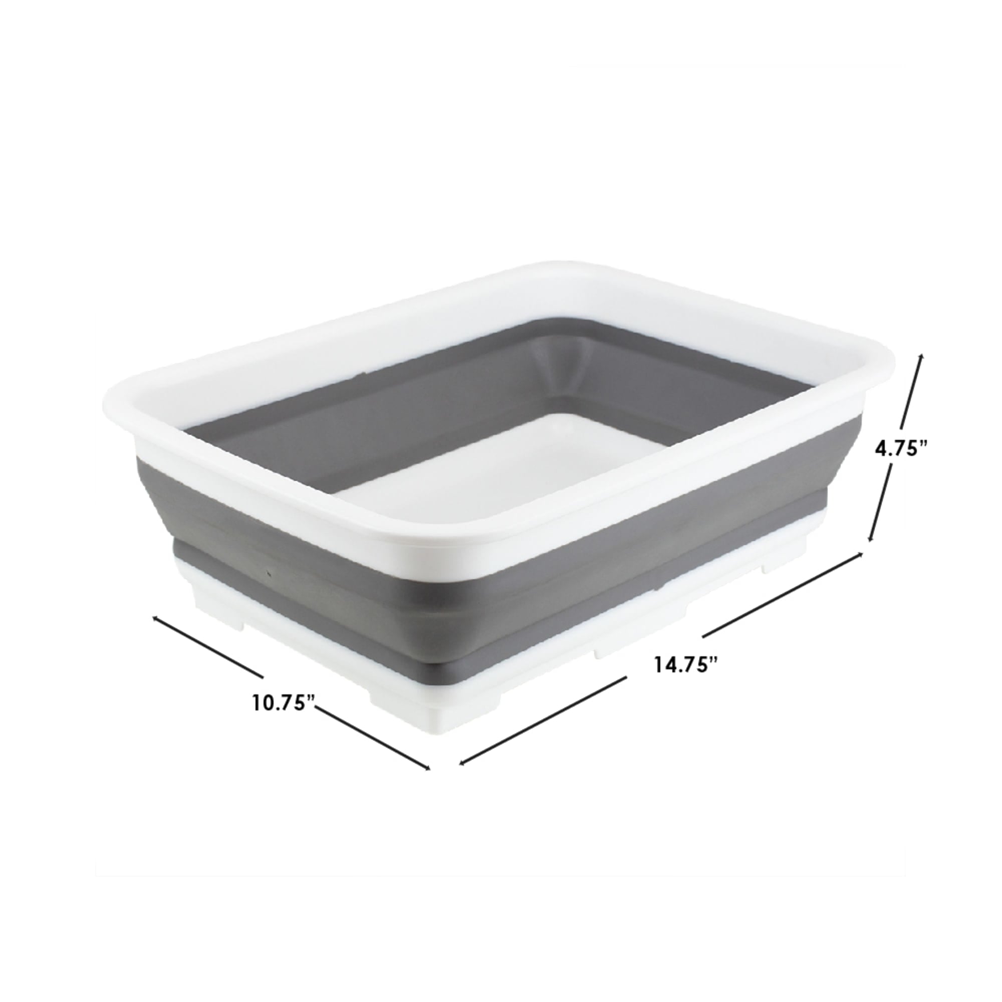 Home Basics Collapsible Silicone and Plastic Multi-Purpose Storage Washing Basin, Grey $6.00 EACH, CASE PACK OF 12