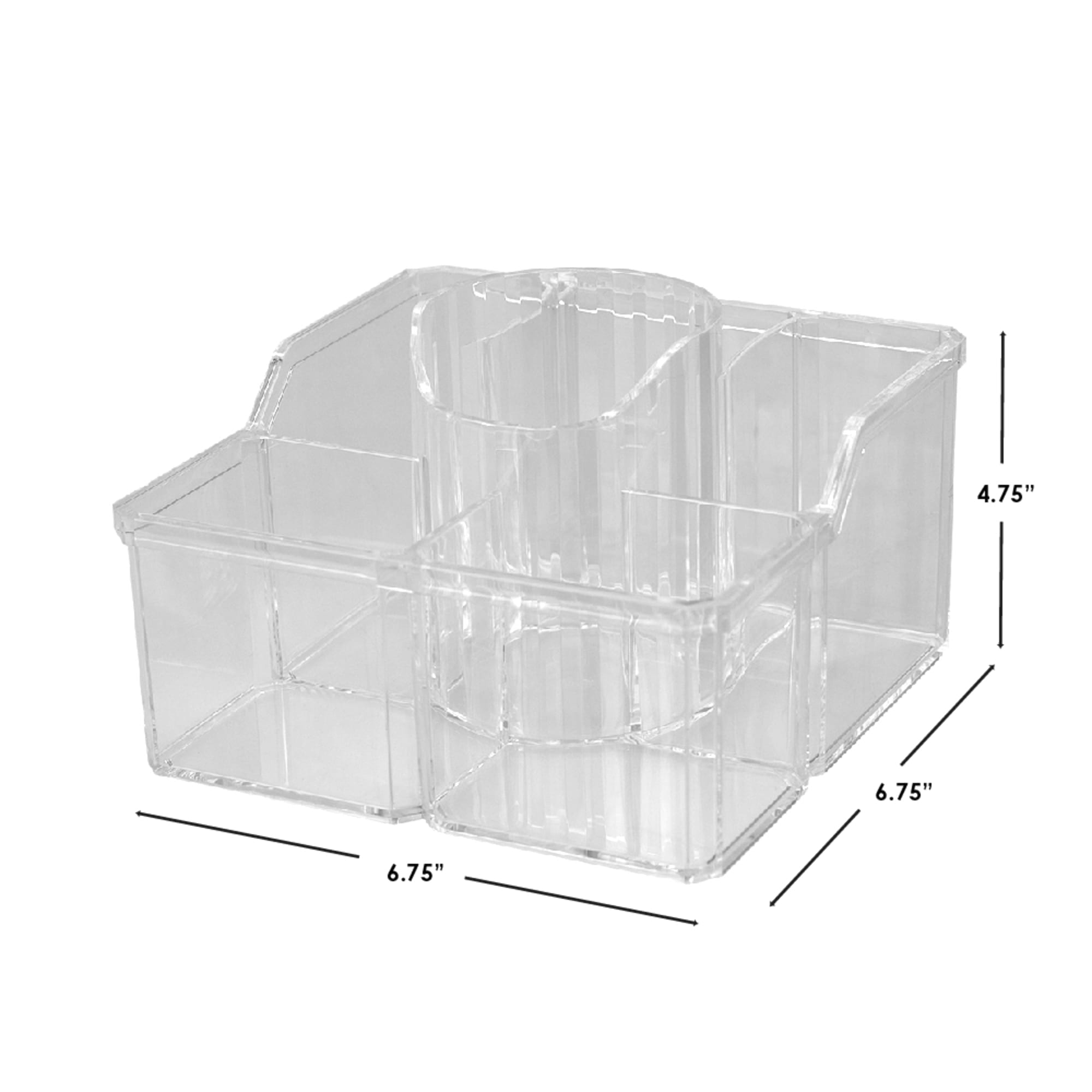 Home Basics 4 Divided Compartment Extra Large Capacity Makeup Cosmetic Holder Storage Organizer, Clear $6.00 EACH, CASE PACK OF 12