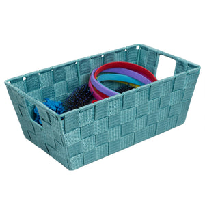 Home Basics Small Polyester Woven Strap Open Bin, Teal $3.00 EACH, CASE PACK OF 6