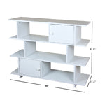 Load image into Gallery viewer, Home Basics 3 Tier Book Shelf with 2 Cabinet Doors and 3 Open Cubby Shelves, White $60 EACH, CASE PACK OF 1
