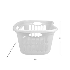 Home Basics Curved Hip Holding Large Capacity Lightweight Plastic Laundry Basket with Easy Grab Handles, White $6.00 EACH, CASE PACK OF 12