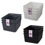 Load image into Gallery viewer, Home Basics Triple Woven 10&quot; x 7.75&quot; x 4&quot; Multi-Purpose Stackable Plastic Storage Basket, (Pack of 3) - Assorted Colors
