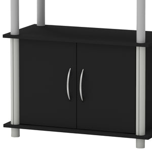 Home Basics 4 Tier Storage Shelf with Cabinet, Black $40.00 EACH, CASE PACK OF 1