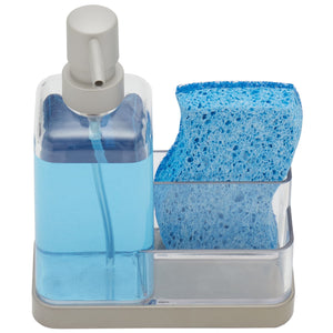 Home Basics 13.5 oz. Plastic Soap Dispenser with Sponge Compartment, Satin Nickel $6.00 EACH, CASE PACK OF 12