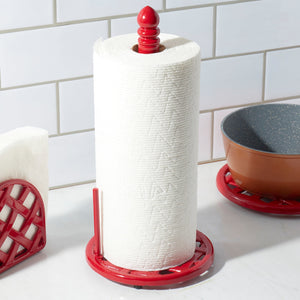 Home Basics Weave Freestanding Cast Iron Paper Towel Holder with