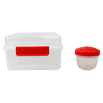Load image into Gallery viewer, Home Basics Locking Multi-Compartment Plastic Lunch Box with Small Food Storage Container, Red $4 EACH, CASE PACK OF 12

