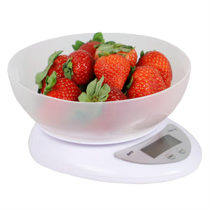Home Basics Digital Food Scale with Plastic Bowl, White, FOOD PREP