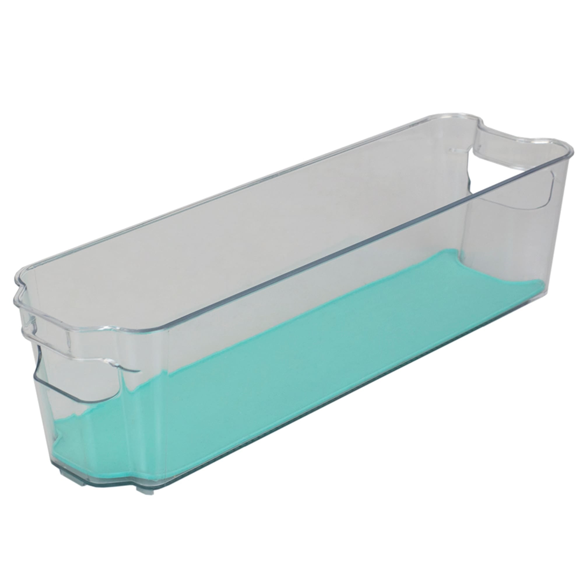 Home Basics 4" x 15"  Multi-Purpose Plastic Fridge Bin with Rubber Lining, Turquoise $3 EACH, CASE PACK OF 12