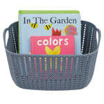 Load image into Gallery viewer, Home Basics 6L Crochet-Designed Plastic Basket, Blue $3.00 EACH, CASE PACK OF 24
