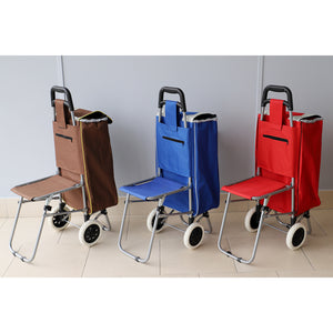 Home Basics Solid Shopping Cart with Foldable Built-in Seat - Assorted Colors