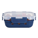 Load image into Gallery viewer, Michael Graves Design Rectangle Small 12 Ounce High Borosilicate Glass Food Storage Container with Plastic Lid, Indigo $5.00 EACH, CASE PACK OF 12
