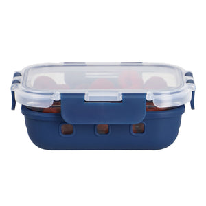 Michael Graves Design Rectangle Small 12 Ounce High Borosilicate Glass Food Storage Container with Plastic Lid, Indigo $5.00 EACH, CASE PACK OF 12