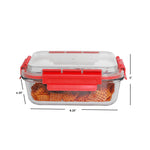 Load image into Gallery viewer, Home Basics Leak Proof  35oz. Rectangle Glass Food Storage Container with Air-tight Plastic Lid, Red $6.00 EACH, CASE PACK OF 12
