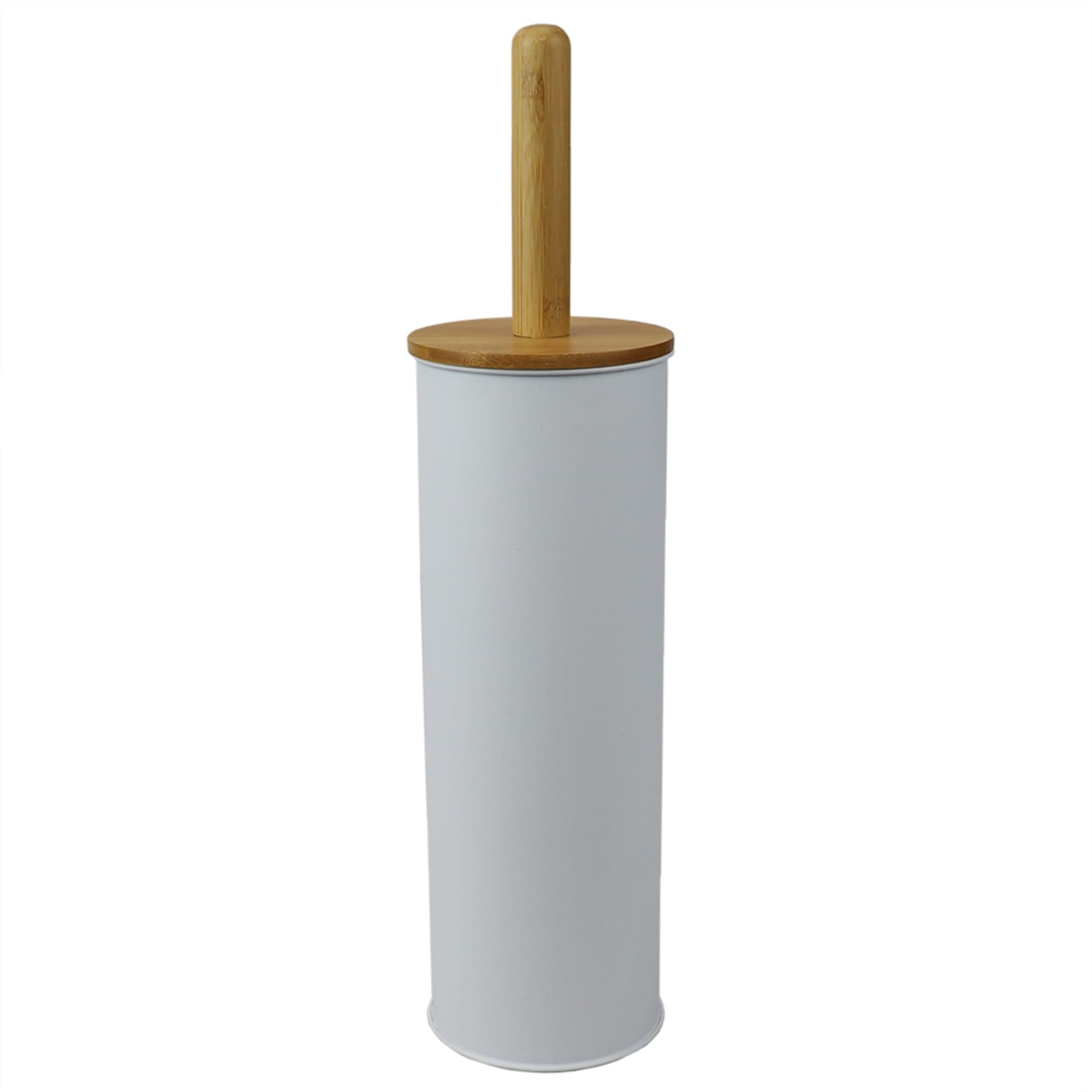 Home Basics Steel  Hideaway Toilet Brush Holder with Bamboo Top, White $5.00 EACH, CASE PACK OF 12