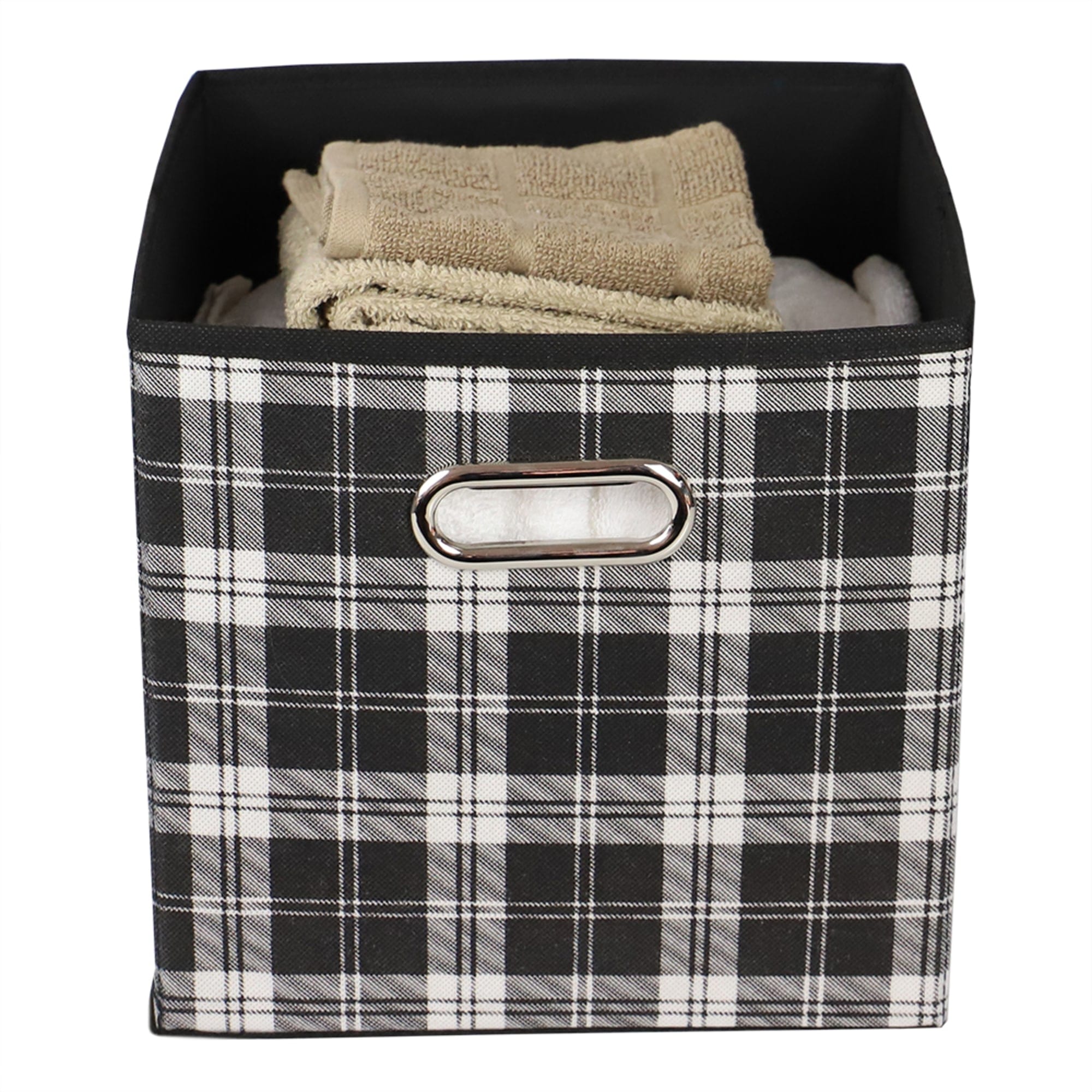 Home Basics Plaid Non-Woven Storage Bin with Grommet Handle, Black $4.00 EACH, CASE PACK OF 12