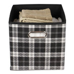 Load image into Gallery viewer, Home Basics Plaid Non-Woven Storage Bin with Grommet Handle, Black $4.00 EACH, CASE PACK OF 12
