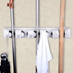Load image into Gallery viewer, Home Basics Plastic 5 Slot Mop and Broom Organizer, White $6.00 EACH, CASE PACK OF 12
