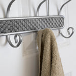 Load image into Gallery viewer, Home Basics Basket Weave 5 Hook Hanging Rack, Silver $6.00 EACH, CASE PACK OF 6
