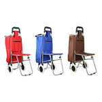 Load image into Gallery viewer, Home Basics Solid Shopping Cart with Foldable Built-in Seat - Assorted Colors
