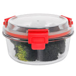 Load image into Gallery viewer, Home Basics 32oz. Round Glass Food Storage Container With Plastic Lid, Red $6.00 EACH, CASE PACK OF 12
