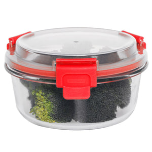 Home Basics 32oz. Round Glass Food Storage Container With Plastic Lid, Red $6.00 EACH, CASE PACK OF 12