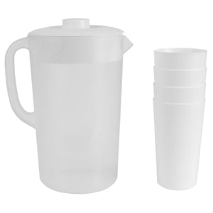 Home Basics 2 LT Classic Plastic Pitcher with Four Tumblers, White $5.00 EACH, CASE PACK OF 6