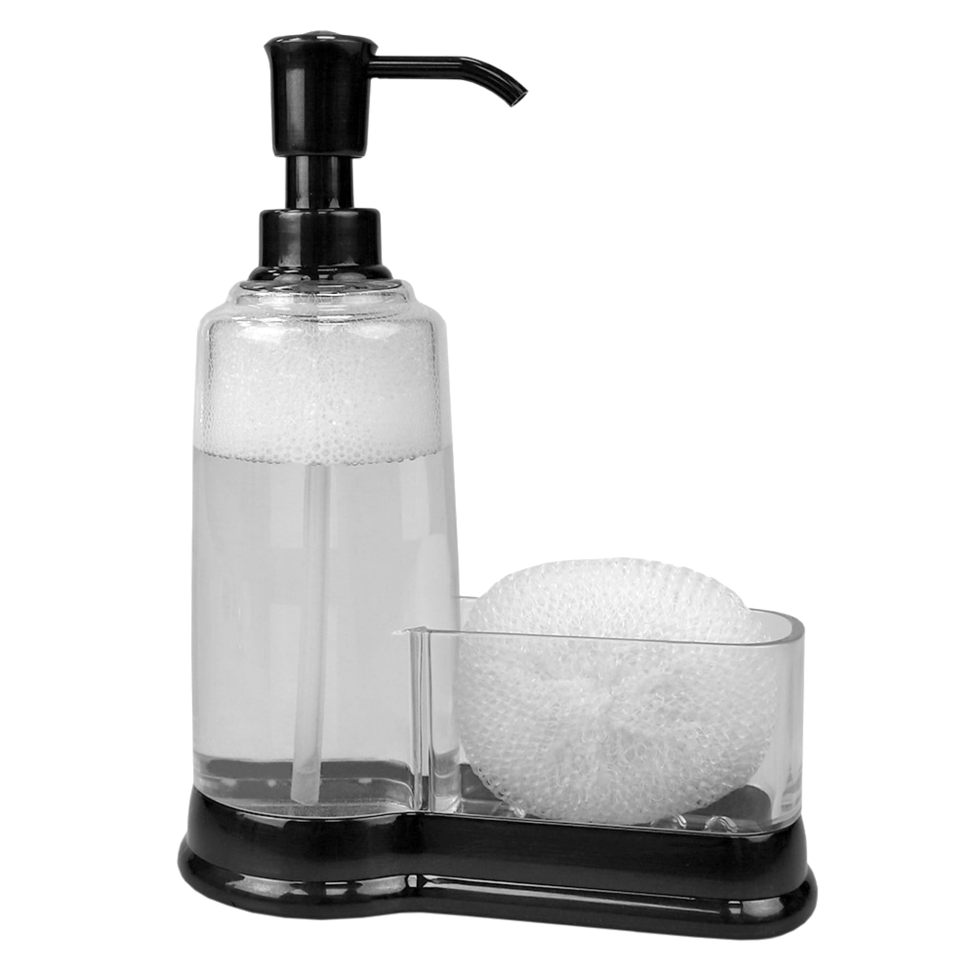 Home Basics Plastic Soap Dispenser with Sponge Compartment, Black $6.00 EACH, CASE PACK OF 12