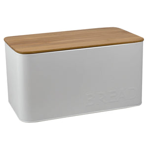 Home Basics Tin Bread Box  with Bamboo Top, White $15.00 EACH, CASE PACK OF 8