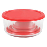 Load image into Gallery viewer, Home Basics Round 8 oz. Borosilicate Glass Food Storage Container with Red Lid $2.00 EACH, CASE PACK OF 12
