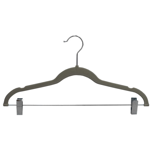 Home Basics Velvet Hanger with Clips, Pack of 5 - Black