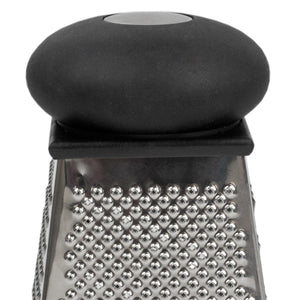 Home Basics 4-Sided Cheese Grater With Rubber Grip, Black