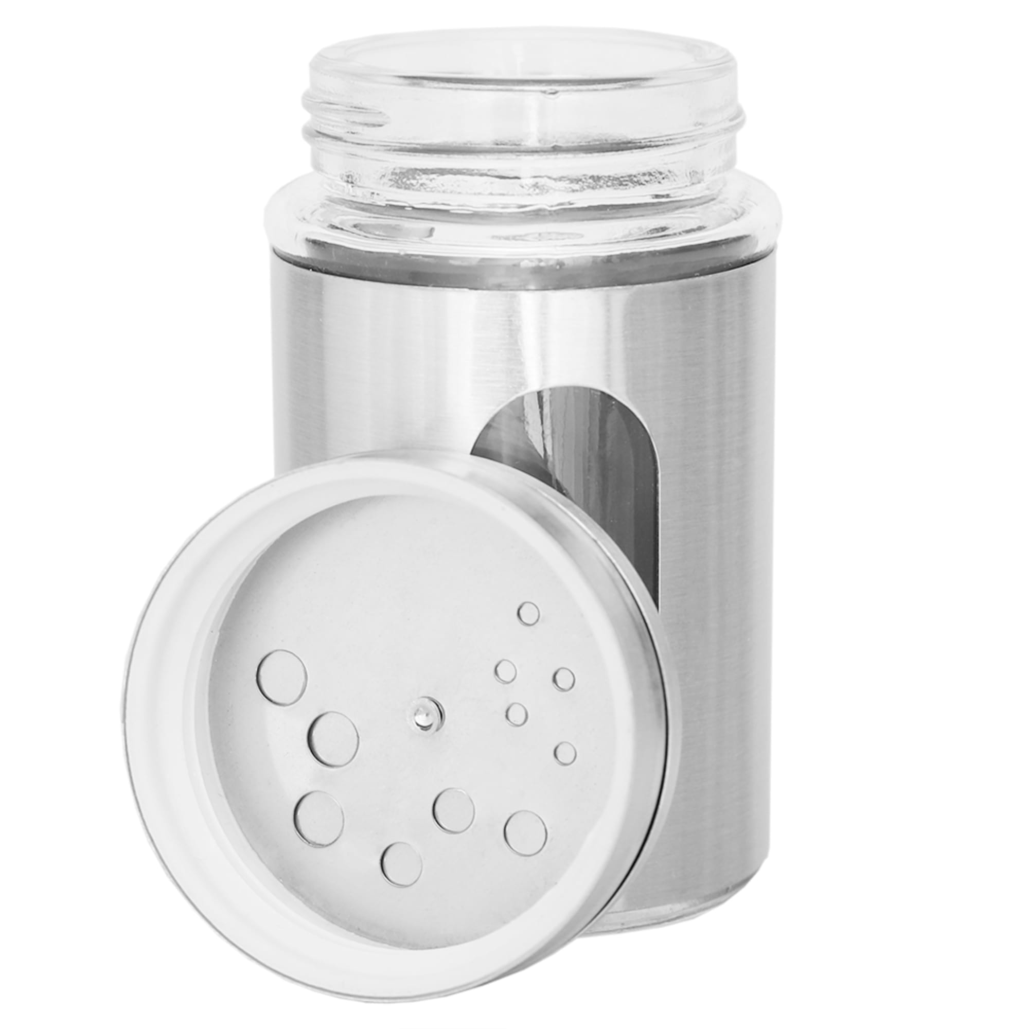 Home Basics 4 oz. Stainless Steel Shaker with Glass Window, Silver $1.25 EACH, CASE PACK OF 48
