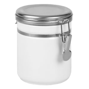 Home Basics 33 oz. Canister with Stainless Steel Top, White $6.00 EACH, CASE PACK OF 8
