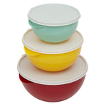 Load image into Gallery viewer, Home Basics Plastic 3 Piece Nesting Mixing Bowl Set with Lids, Multi $6.00 EACH, CASE PACK OF 6
