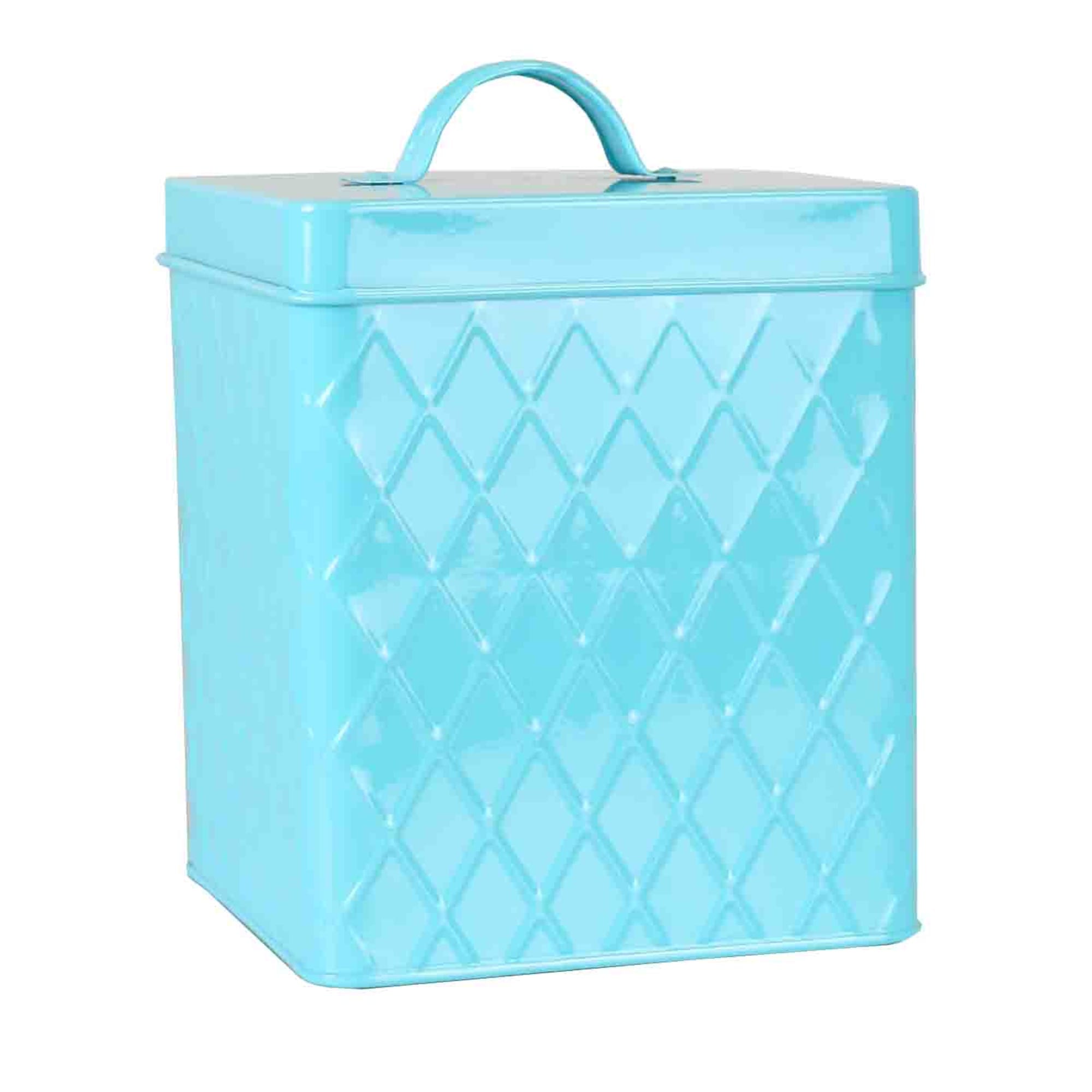 Home Basics Trellis Collection Small Tin Canister, Turquoise $5.00 EACH, CASE PACK OF 12