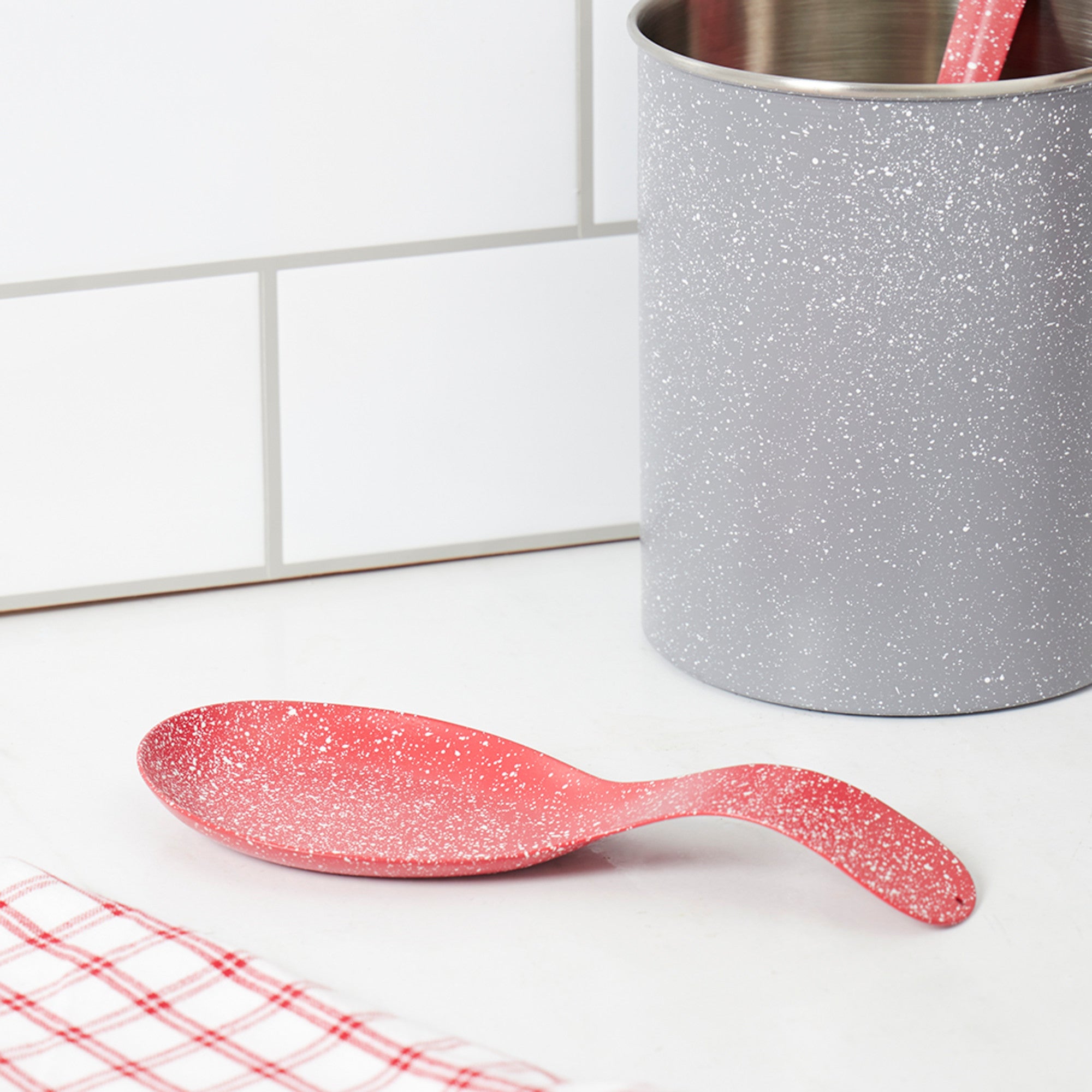 Home Basics Speckled Stainless Steel Spoon Rest - Assorted Colors