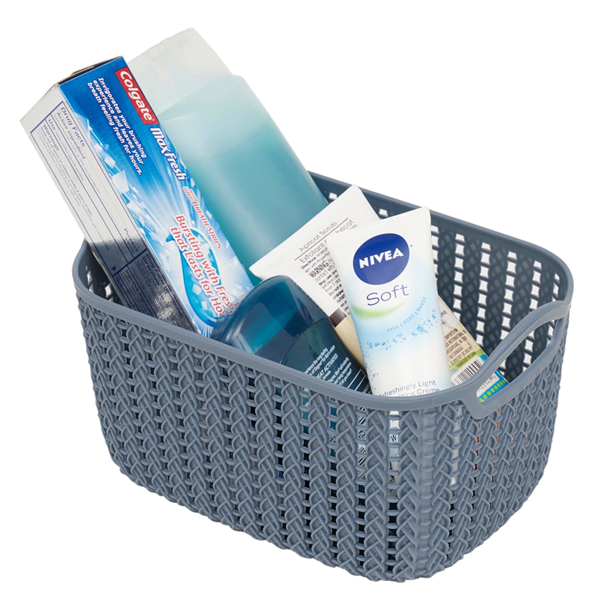 Home Basics 3L Crochet-Designed Plastic Basket, Blue $2.00 EACH, CASE PACK OF 24