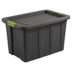 Load image into Gallery viewer, Sterilite 30 Gallon / 114 Liter Latching Tuff1 Tote / Flat Grey lid &amp; base with Soft Fern latches $30.00 EACH, CASE PACK OF 4
