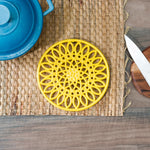 Load image into Gallery viewer, Home Basics Sunflower Heavy Weight Cast Iron Trivet, Yellow $5.00 EACH, CASE PACK OF 6
