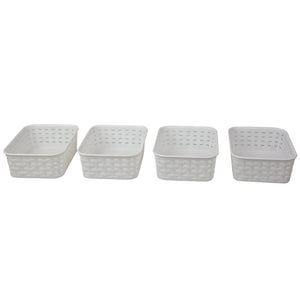 Home Basics Crossweave 7.75" x 5.25" x 2.5"  Multi-Purpose Stackable Plastic Storage Basket, (Pack of 4) - Assorted Colors