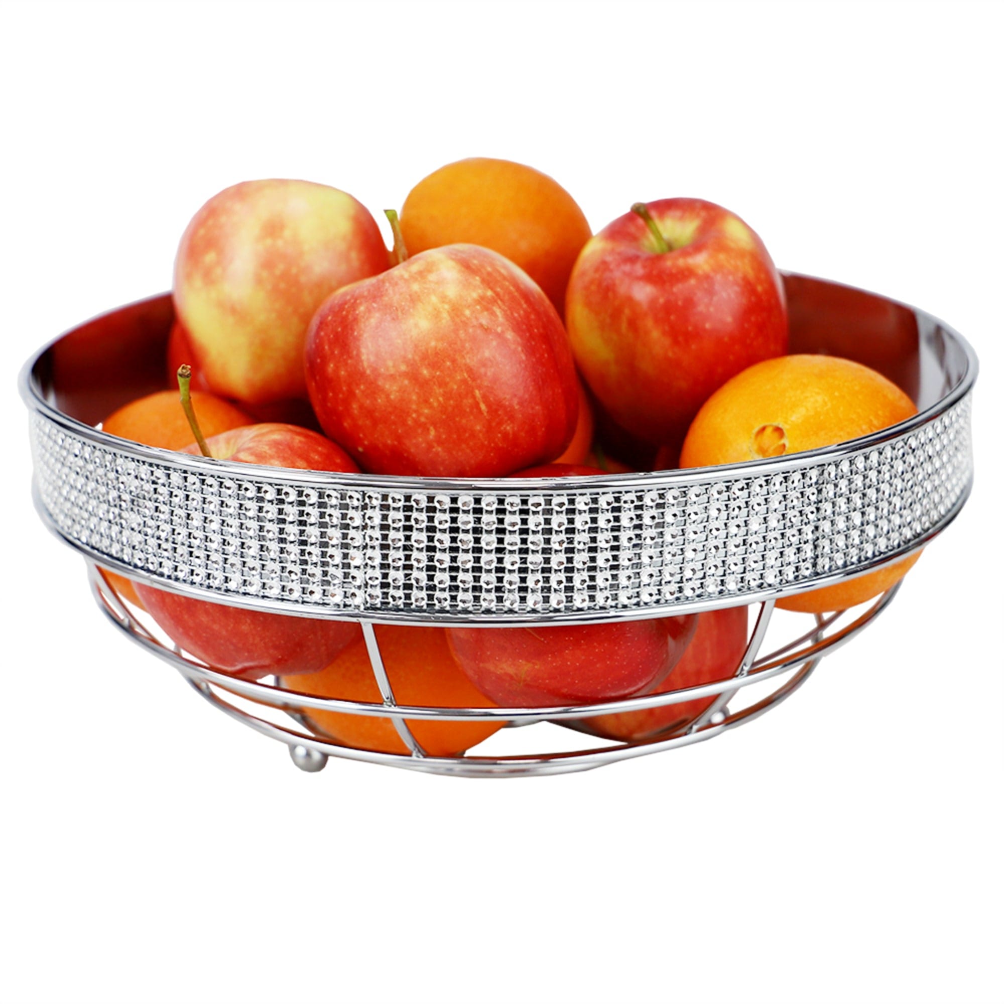 Home Basics Pave Large Capacity Decorative Non-Skid Steel Fruit Bowl, Chrome $7.00 EACH, CASE PACK OF 12