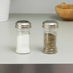 Load image into Gallery viewer, Home Basics Ribbed Glass 4 oz. Tabletop Salt and Pepper Set with Perforated Labeled Sifter Top, (Set of 2), Clear $2.00 EACH, CASE PACK OF 24
