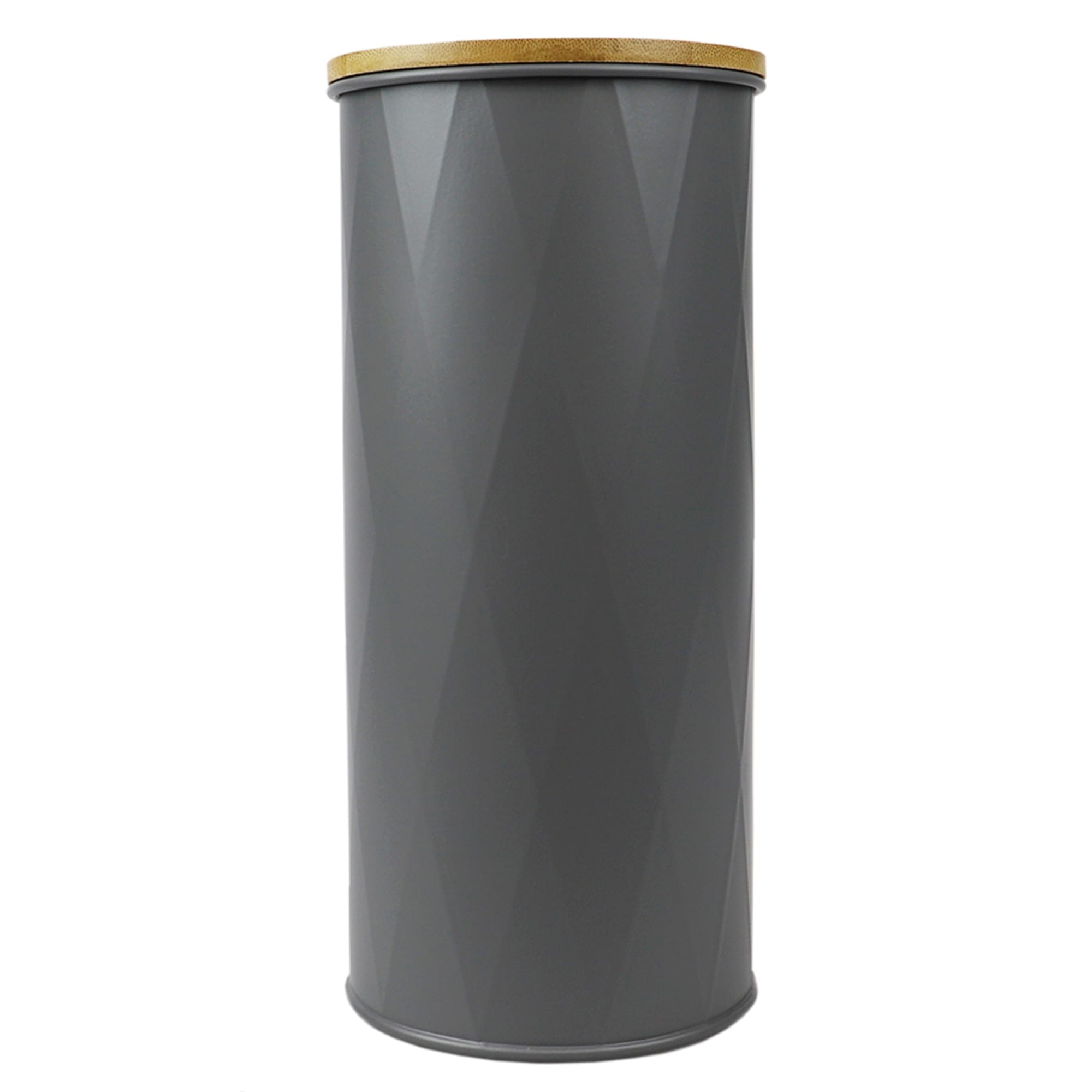 Home Basics Large 2.2 ml Tin Canister with Bamboo Lid, Grey $4.00 EACH, CASE PACK OF 12