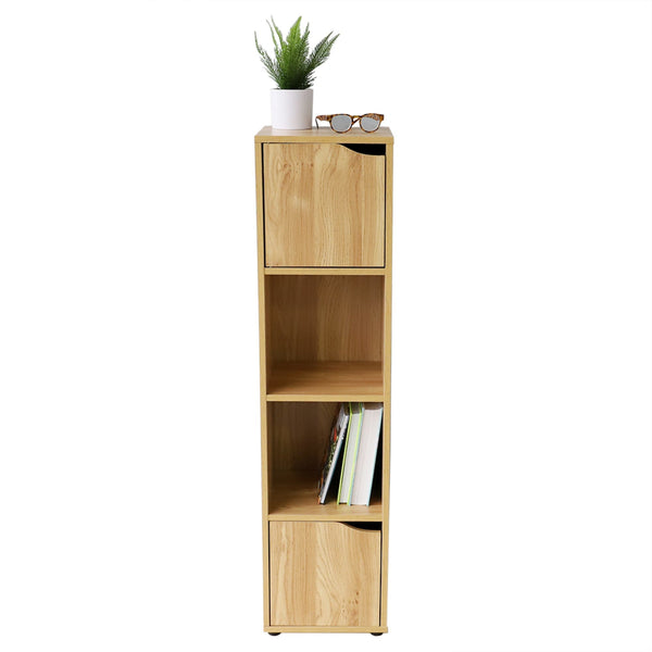 Home Basics Open and Enclosed Tiered 6 MDF Cube Organizer, Oak