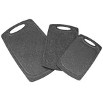 Load image into Gallery viewer, Home Basics 3 Piece Double Sided Granite  Look  Non-Slip Plastic Cutting Board Set with Deep Juice Groove and  Easy Grip Handle, Black $10.00 EACH, CASE PACK OF 6
