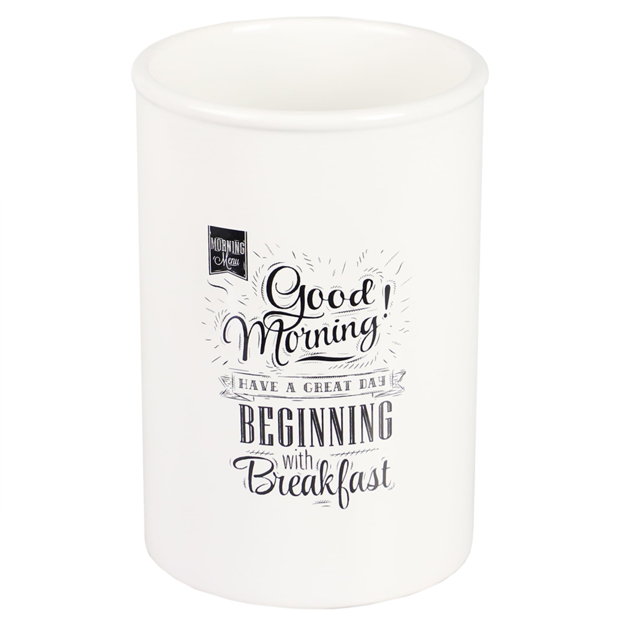 Home Basics Breakfast Ceramic Utensil Crock, White $6.00 EACH, CASE PACK OF 6