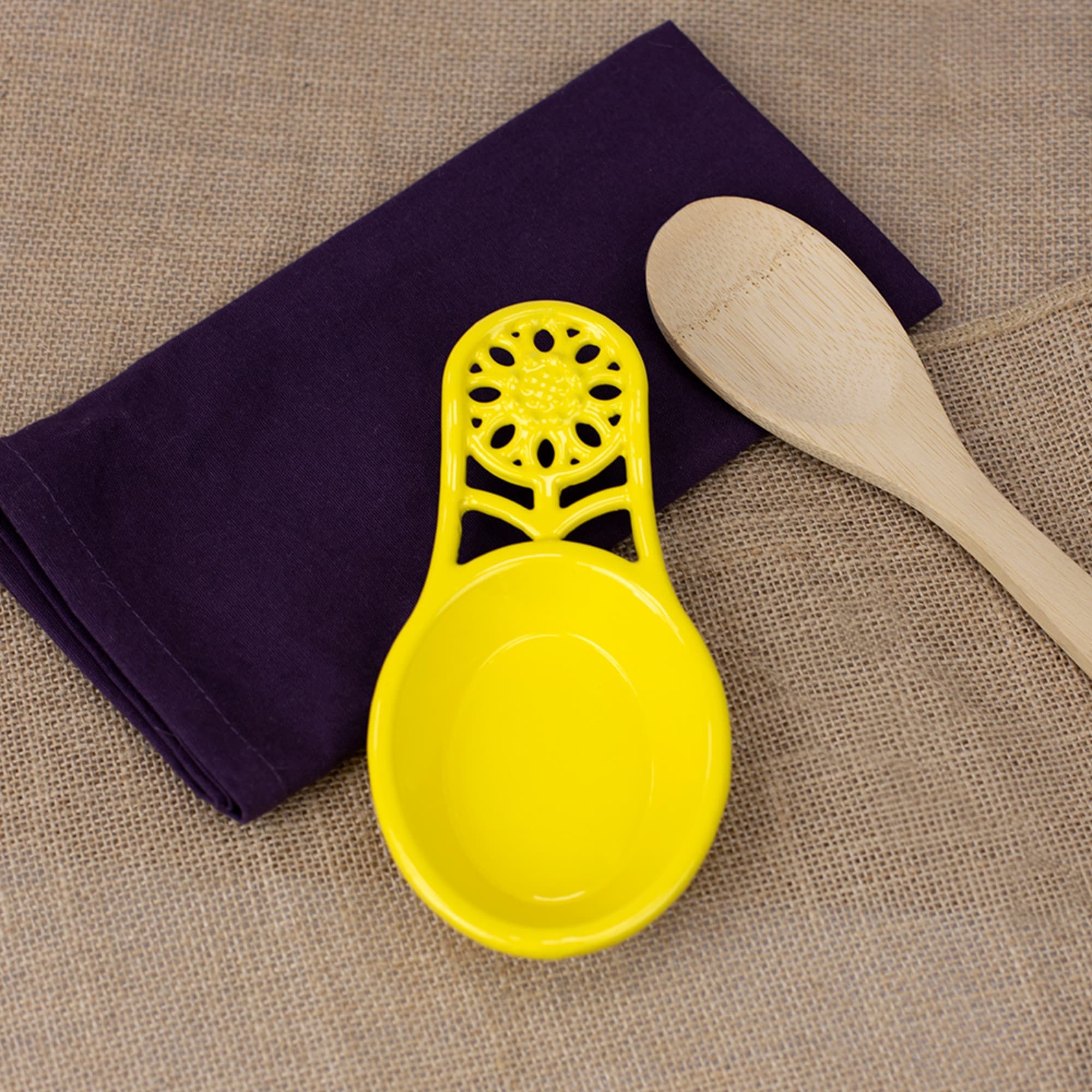 Home Basics Sunflower Heavy Weight Cast Iron Spoon Rest, Yellow $4.00 EACH, CASE PACK OF 6