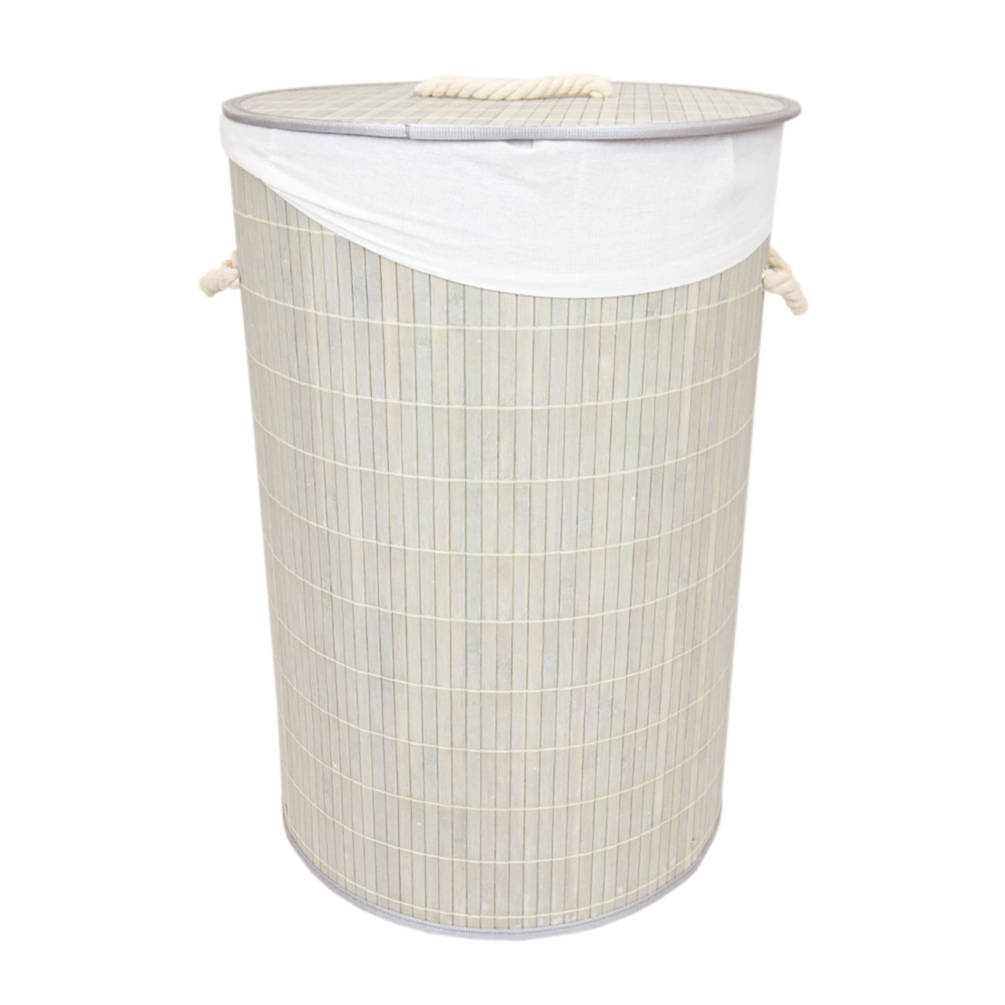 Home Basics Round Bamboo Hamper, Grey $15.00 EACH, CASE PACK OF 6